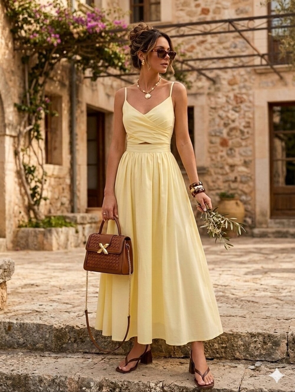 Waist Cutout Tie Back Maxi Slip Dress